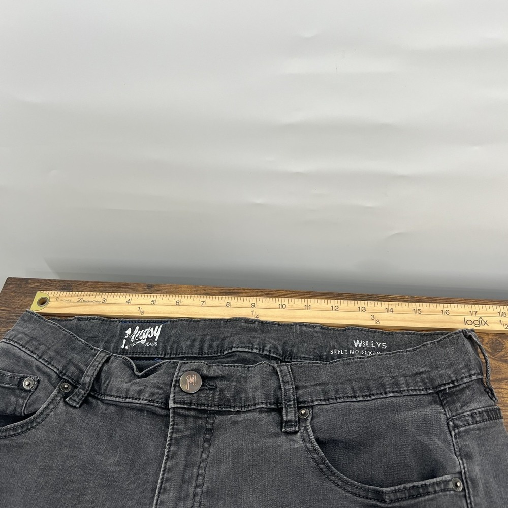 Mugsy Jeans Mens 38x33 Black Gray Willys FLX3NDG Stretch Flex Denim Pants - Picture 8 of 13